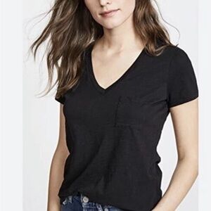 Super Soft Madewell Cotton V-Neck Pocket Tee Women's Size Large Black NWT